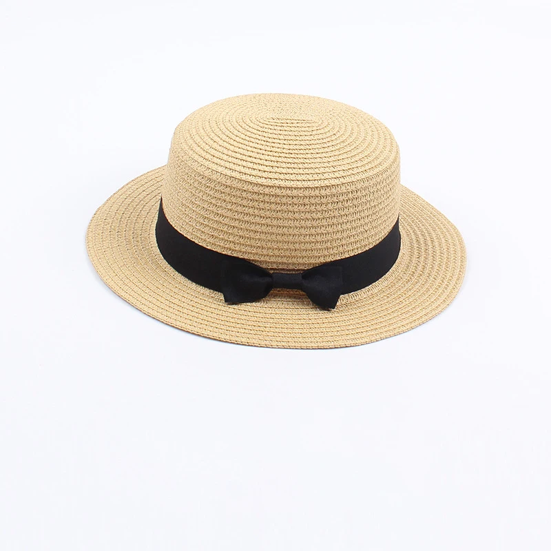 Shinehats OEM wheat flat top beach sun summer kids straw hat children little boy girl unisex sunhat sombreros paja chapeau