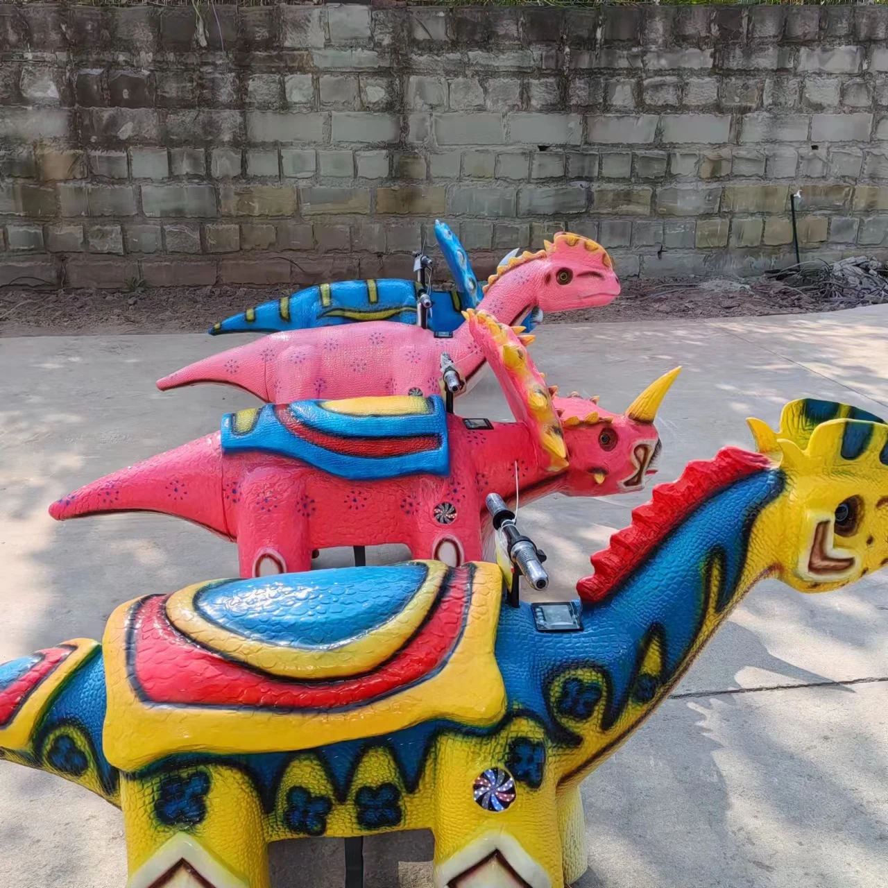 Token Coin Operated Electric Animatronic Walking Dinosaur Cartoon Ride Car