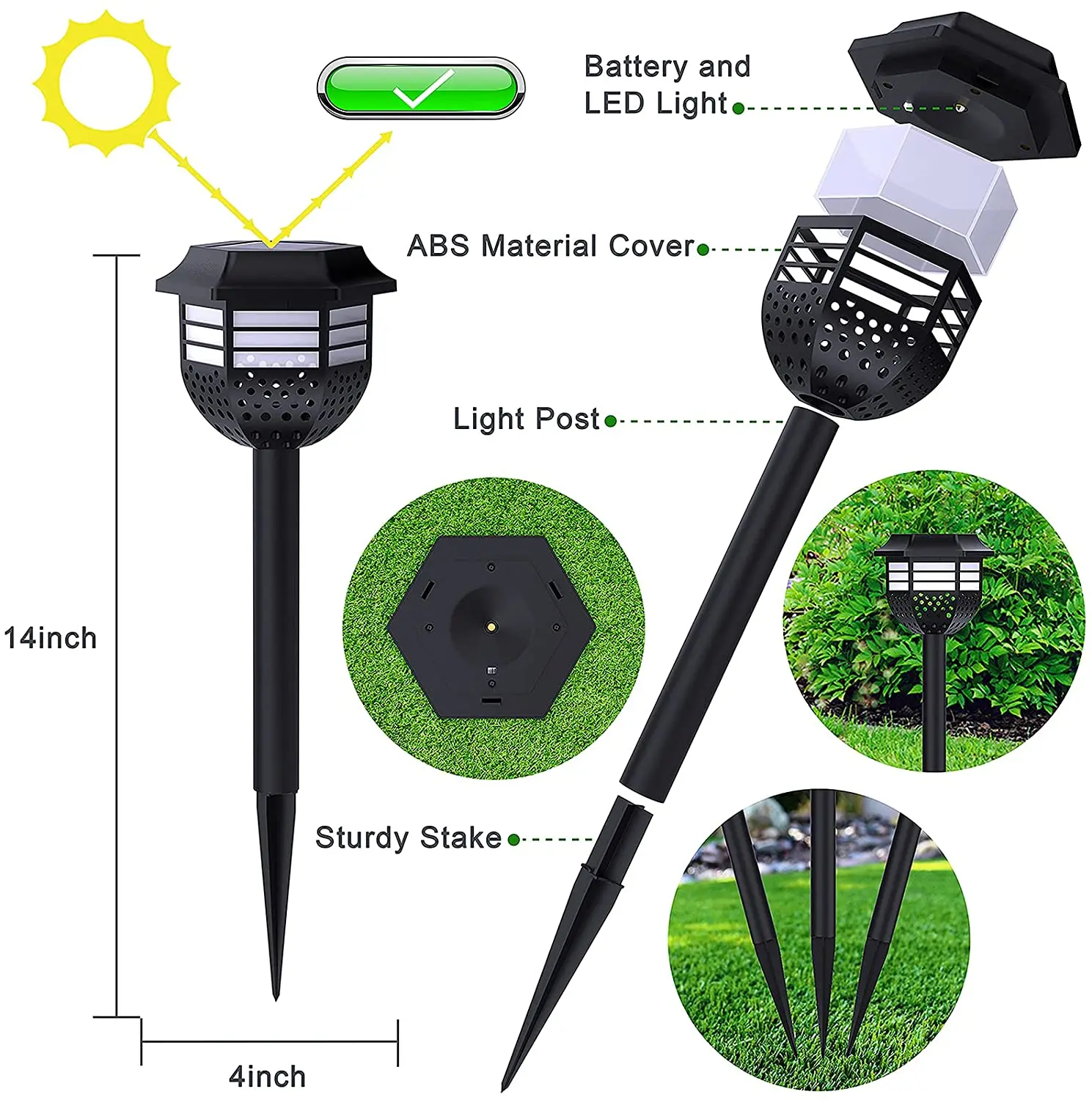 Solar Sensor Light PIR Human Body Induction Waterproof Step Solar Wall Light Outdoor Garden Yard Fence Lamp Light