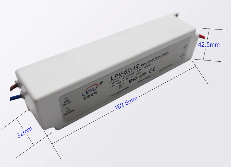 Leyu 60w 5v Waterproof power supply origin LPV-60-5 low current transformer