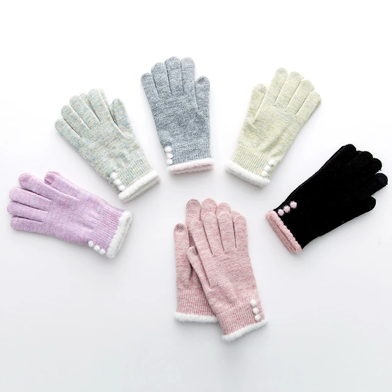 Factory Hot Custom Mittens Handmade Wool Women  Accesories guantes touch winter gloves With Good After Sale Service