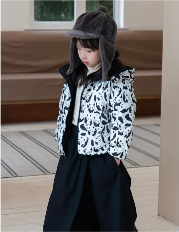 Autumn Winter Korean Version Baby Jacket Girls Double-Sided down Coat White Duck down Short Jacket for Kids