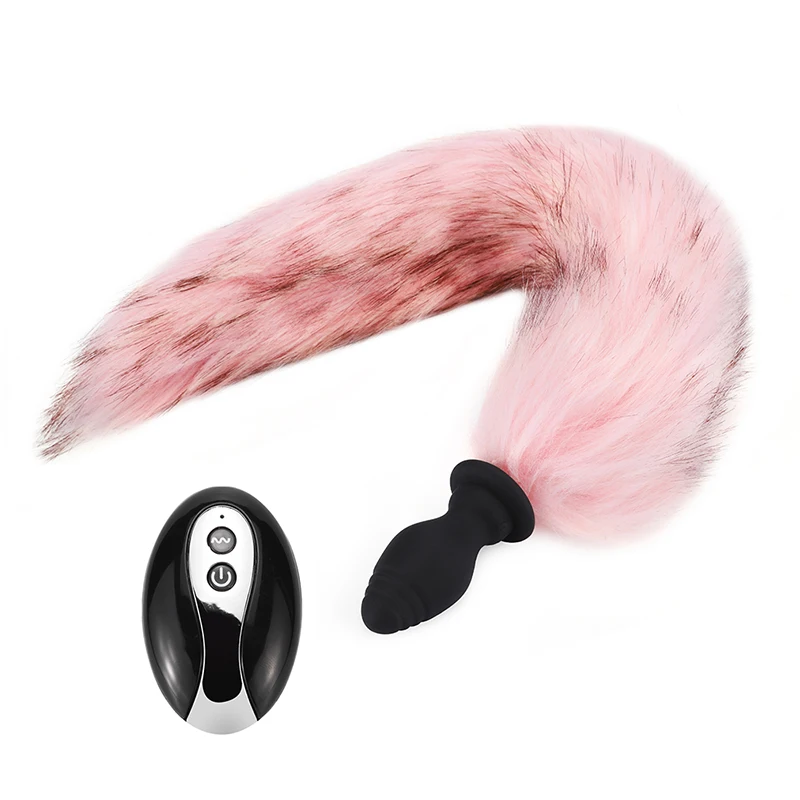 Remote Control Anal Plug Vibrator Silicon Fox Tail Anal Plug Adult Sex Toy Simulation for Women