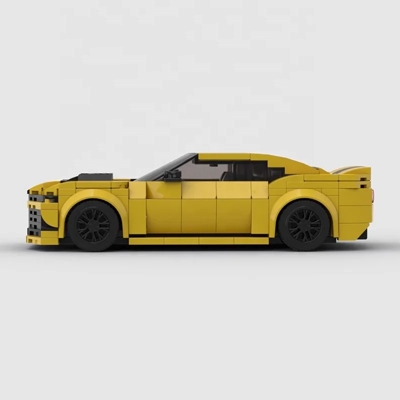 Kids MOC Building Blocks Yellow Famous Super Racing Car Simulation Model DIY Car Set Bricks Assembly Toys for gift