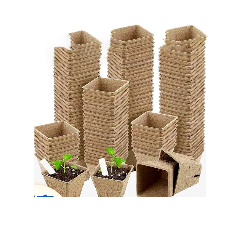 FP029 Biodegradable transplanter pulp paper flower plant peat pots tray planting pots for seedling prices wholesale