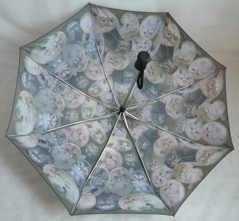 Ok Umbrella 21inch 8k auto open and close cat design 3 fordable umbrella for gift