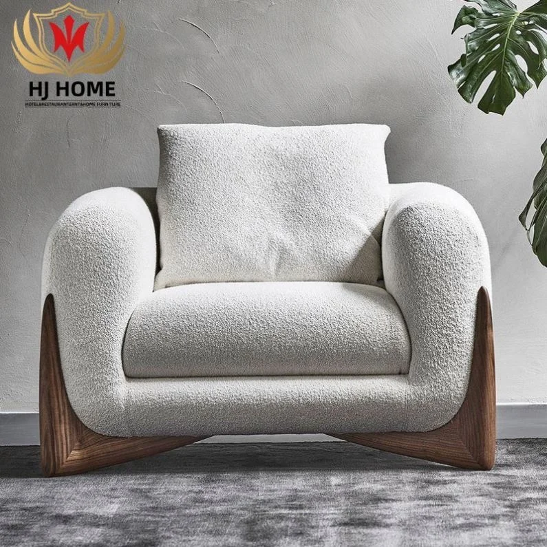 Foshan Furniture Ready Ship Cheap Price Modern 3-Seat Living Room Sitting Couch Cashmere  Fabric White Three Seat Sofa