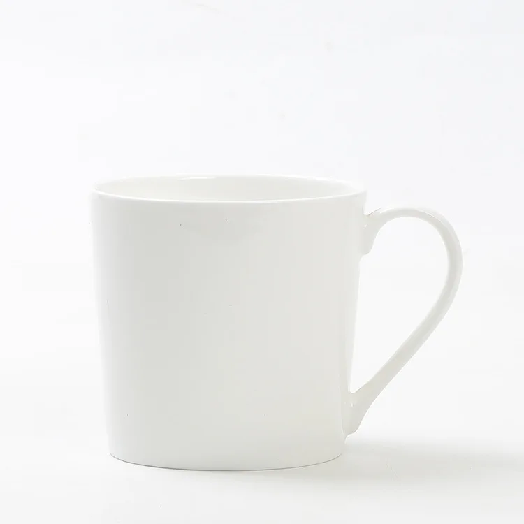 Double Open Model White Blank Fine Bone China Porcelain Round Coffee Mug Custom Logo Decal Print