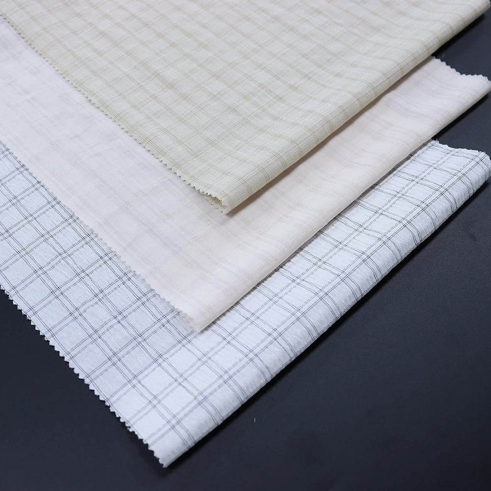Wholesale Cheap TR Serge check Suiting Fabric in Stock grid Polyester Viscose Fabric