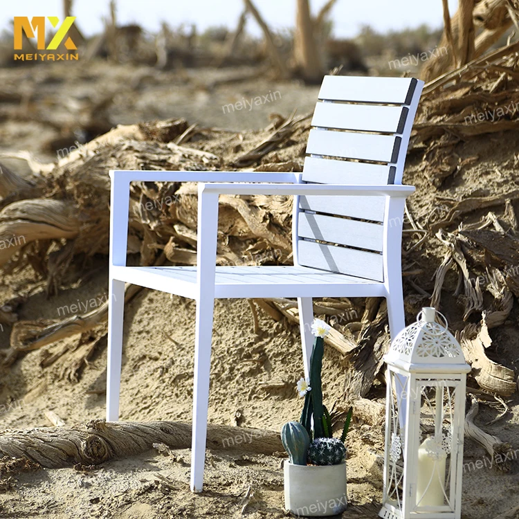 Modern Nordic Style Luxury outdoor waterproof aluminum garden dining armchair and table set for poolside courtyard Villa