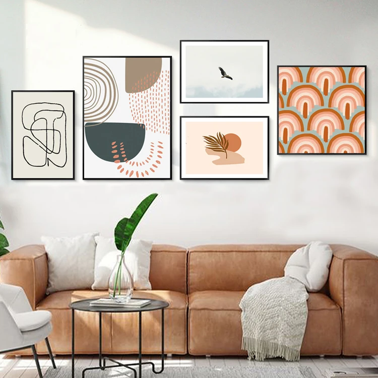 Nordic Canvas Painting Abstract Living Room Golden Art Wall Pictures Print Bedroom Dinning Room Home Decor Framed Poster Art