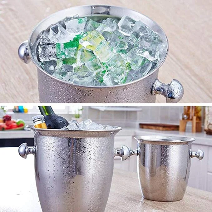 Изолированный 3L ведро для льда из нержавеющей стали с щипцы шампанское охладитель вина портативный контейнер для кубиков льда