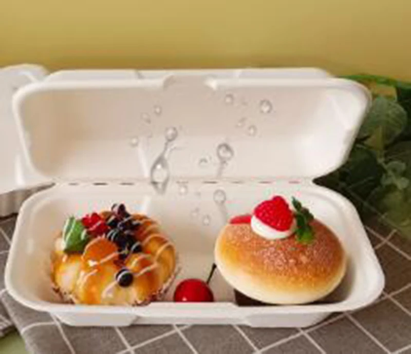 eco-friendly Disposable Biodegradable Sugarcane Shell-shaped box Paper Take Away Takeout Takeaway Food Box 9 * 5 inches