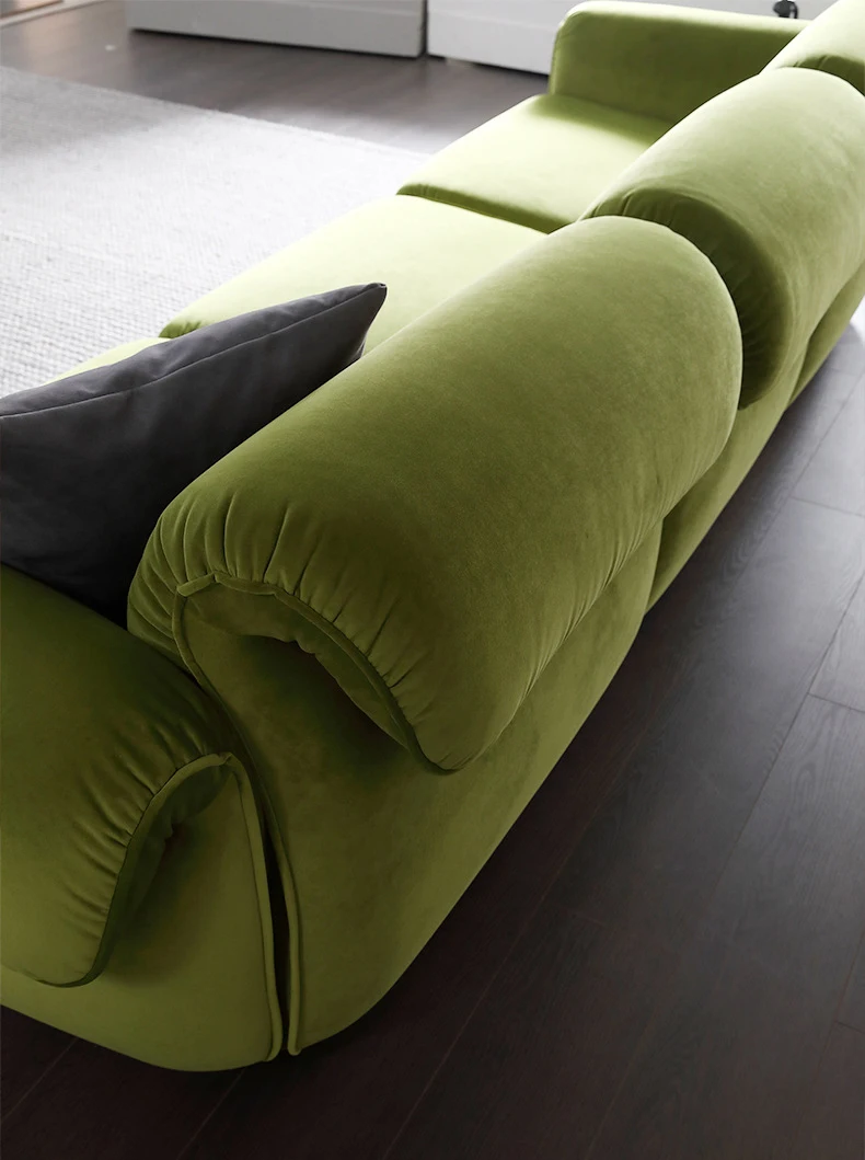 French Cream Style Fabric Sofa, Living Room, Modern Small House, Straight Row Velvet Designer