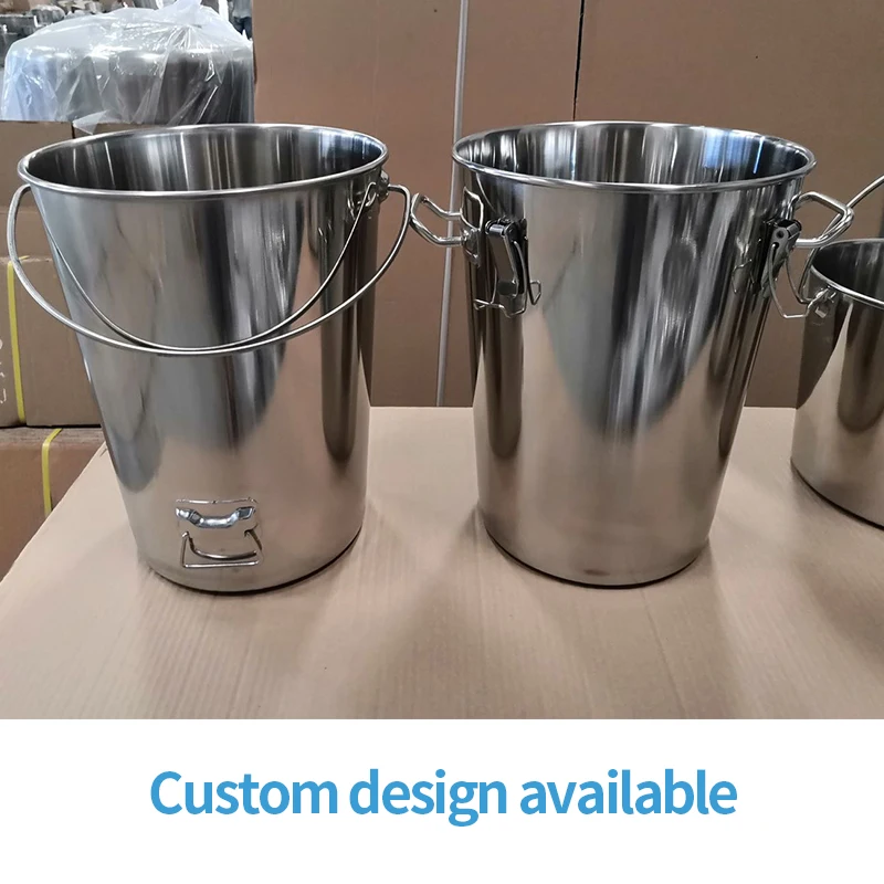 Hot sales stainless steel 2 gallon water bucket pail water storage bucket for camping hiking home and kitchen