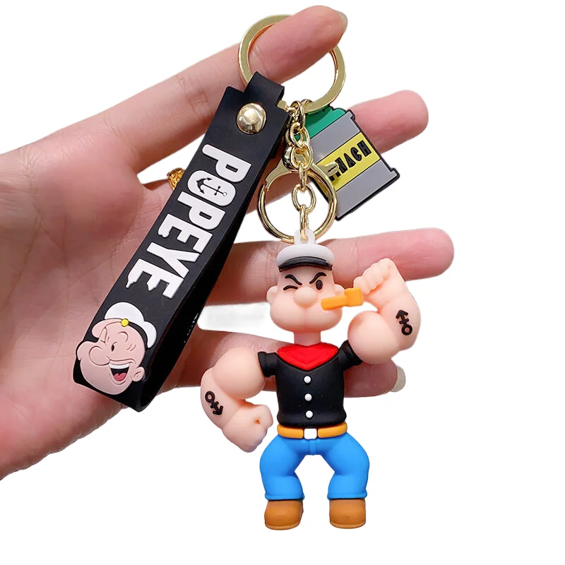 Adventure comedy animation Popeye the Sailor toy keychain 3D Doll Small Gift Pendant Wholesale PVC Anime  KeyChains Accessories