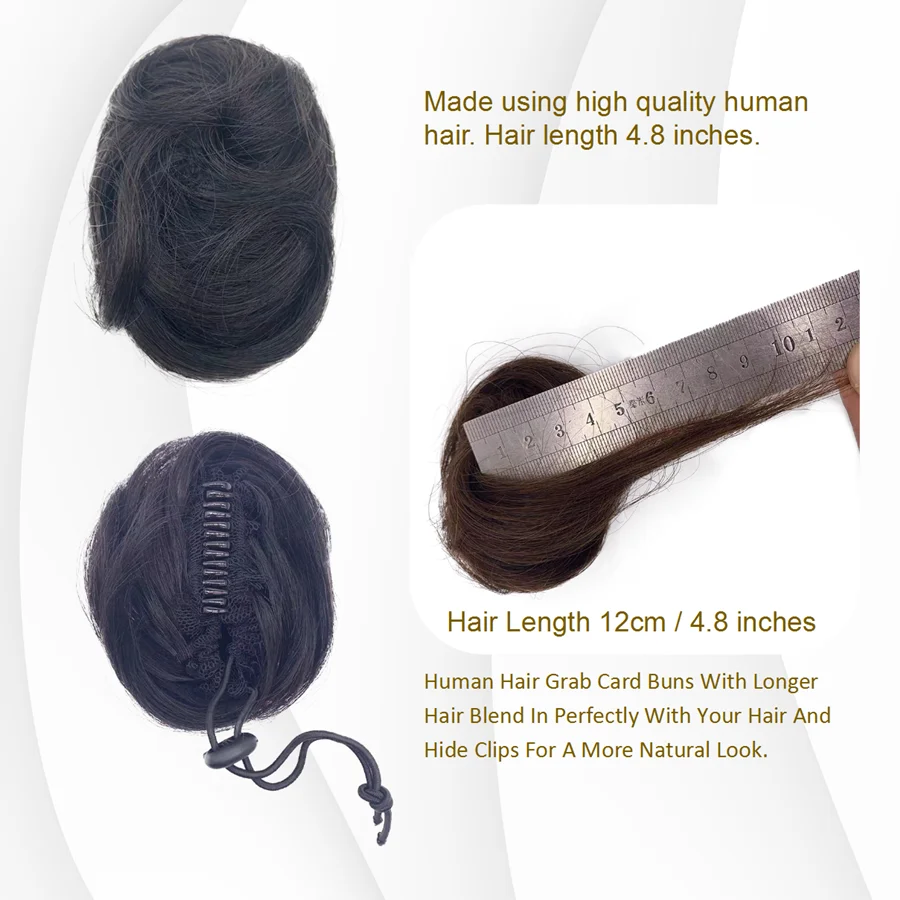 20g Human Hair Grab Card Hair Bun Clip in Curls Chignon