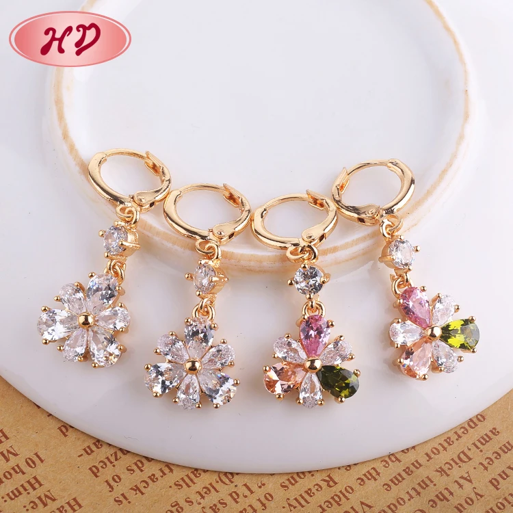 Fashion crystal 18k gold plated zircon womens earring Long Hanging drop Earrings jewelry for women Girls