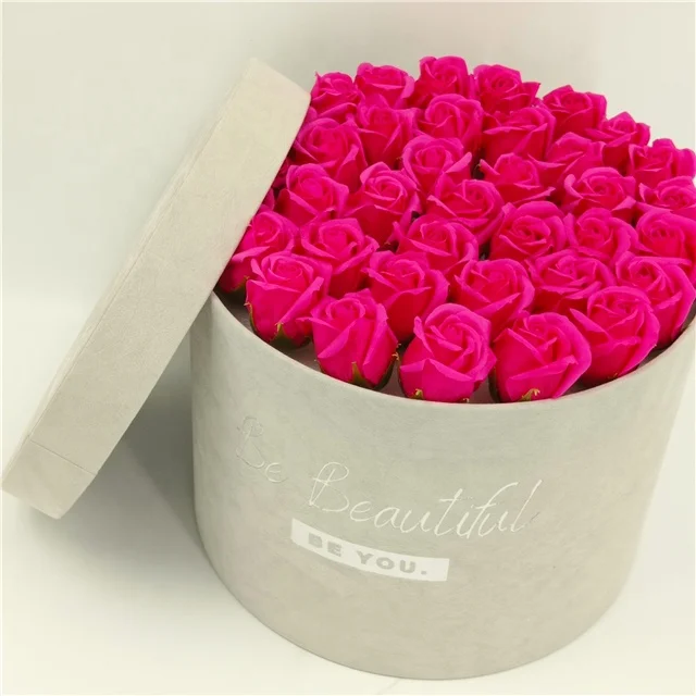 New design flower gift box round packaging luxury round flower box rose gold box mod
