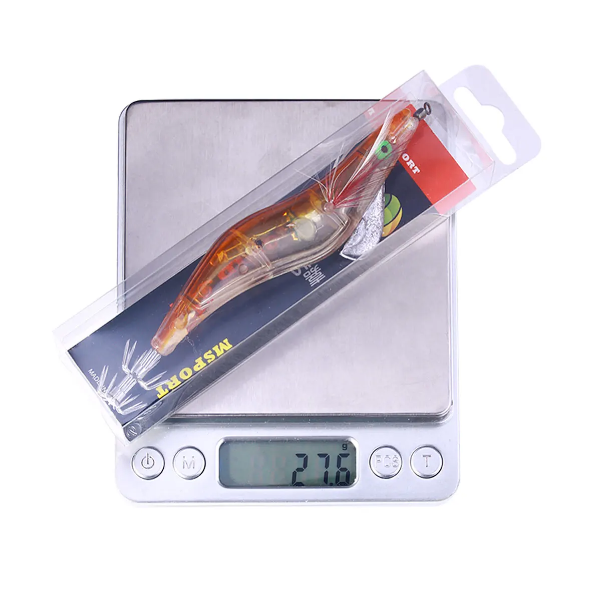 12.8CM 21G Wood Prawn lure octopus Fishing Squid Light Jigs Lures LED Light Electronic Shrimp Fishing Lure