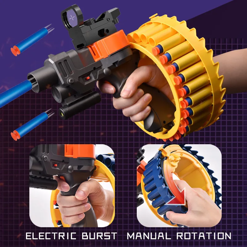 Short pistol toy Electric EVA bracelet wheel soft bullet shooting toy gun outdoor shooting toy