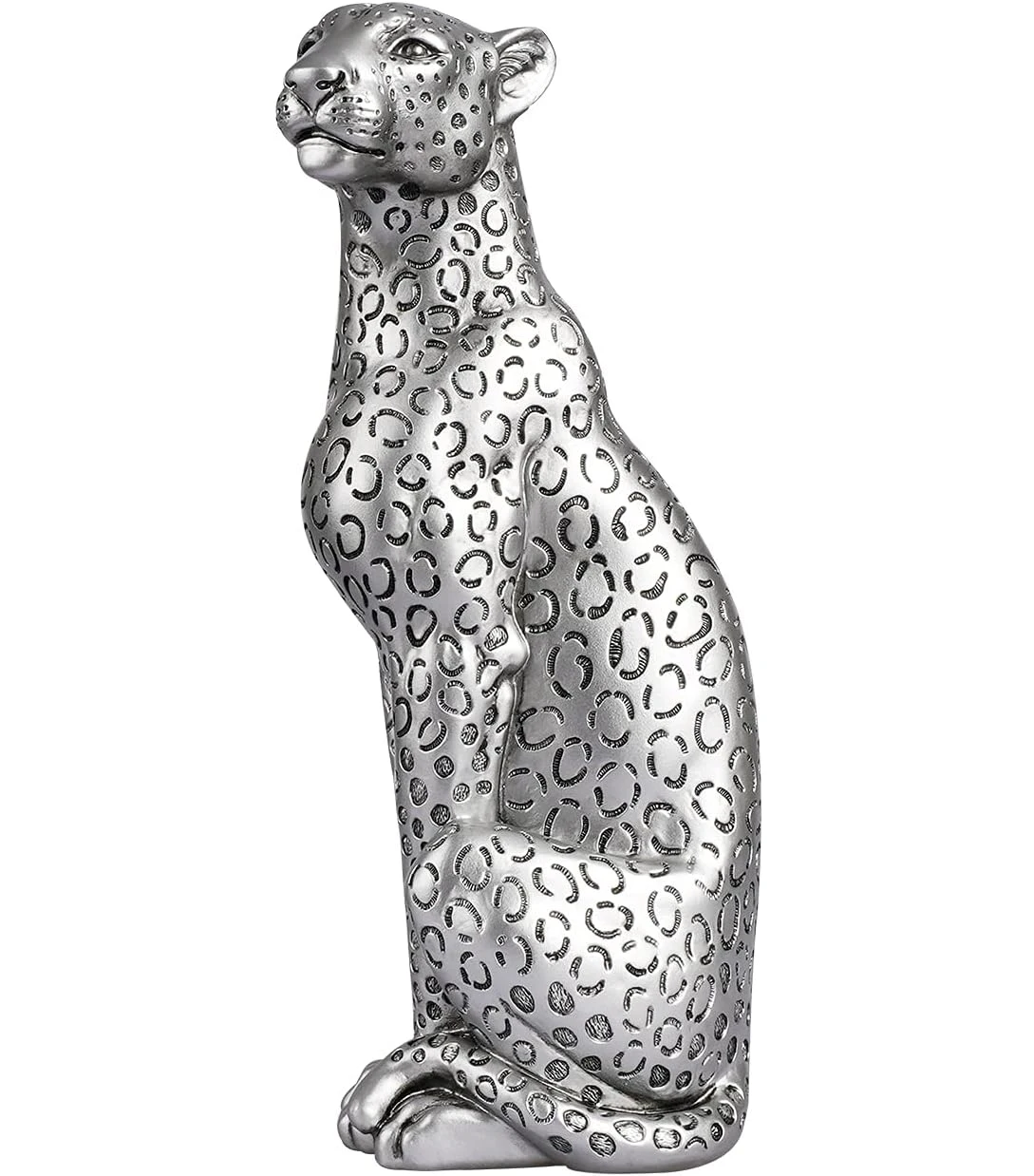 Cheetah Statue Home Decor Leopard Sculpture Resin Sitting Cheetah Figurine Decoration for Home Office-Gold Or Silver