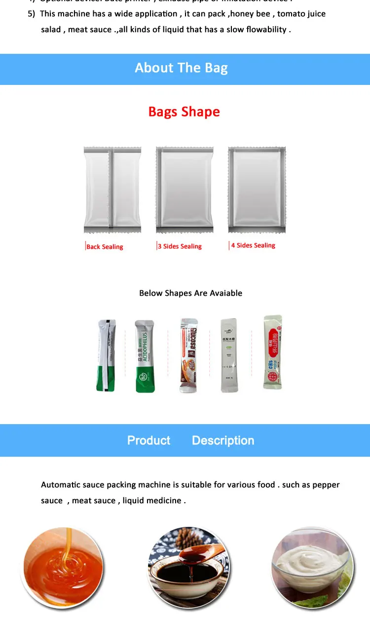 TH-320 Vertical Paste/Milk/Oil/Honey/Juice/Sauce Liquid Plastic Sachet Small Pouch Bag Vertical Food Packing Packaging Filling S