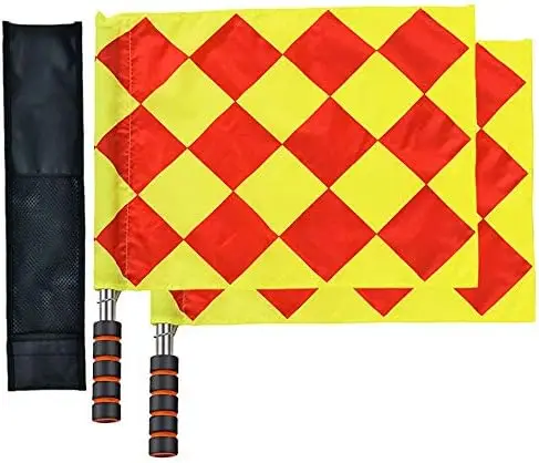 Wholesale Football Soccer Linesman Referee Flags,Metal Pole Foam Handle with Carrying Tote (Soccer Referee Flags)