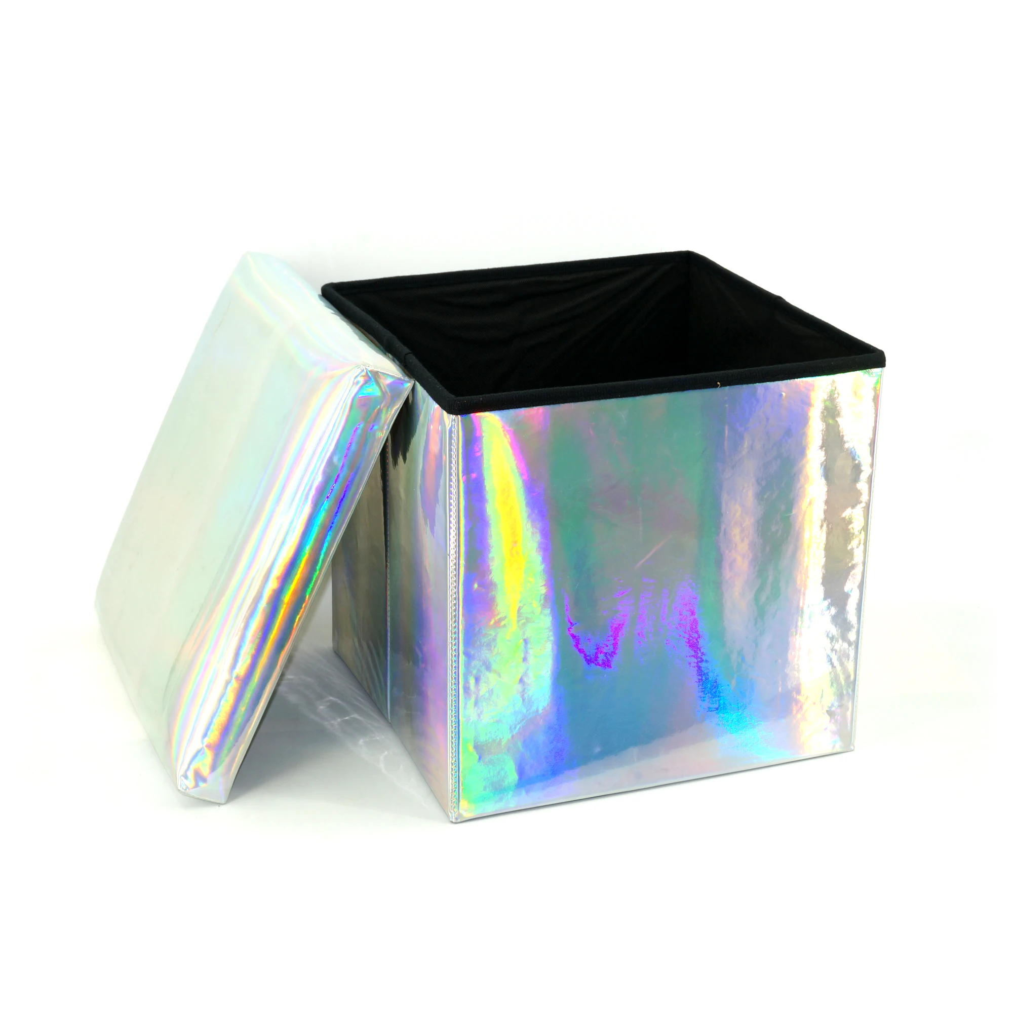 Folding Storage Ottoman , 15 X 15 X 15 Inches ,IRIDESCENT