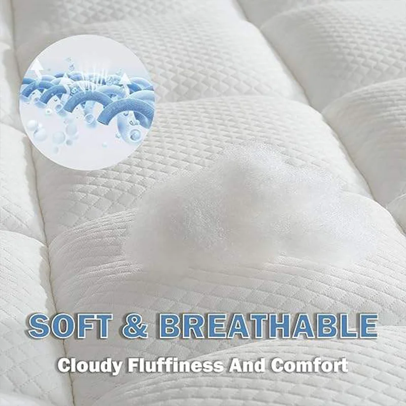 Nature Thick Mattress Topper Cover for Back Pain Pillow Top Mattress Protector Breathable Bed Topper Deep Elastic Pocket