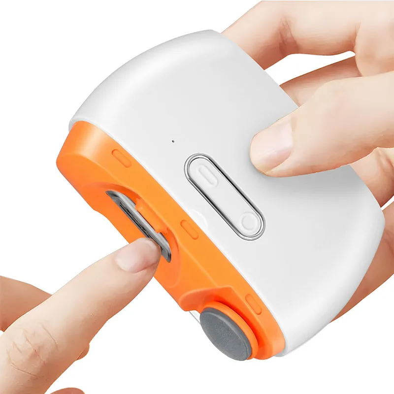 Electric Nail Clipper Machine LED Light Rechargeable Adult Elderly Manicure Care Tool Finger Cutter Kit with Scraps Storage