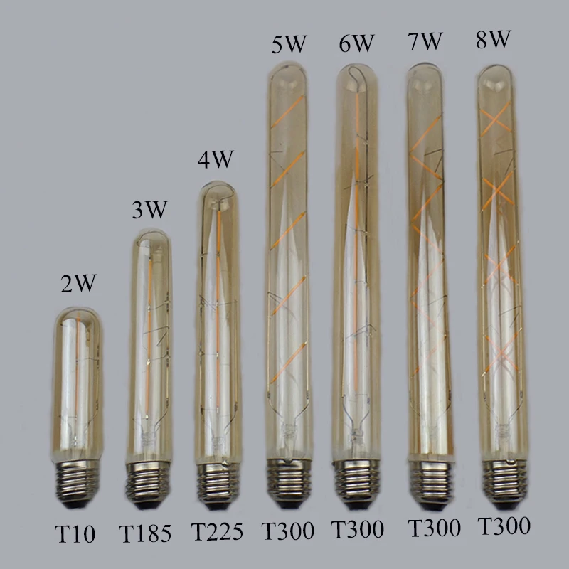 T30 T125 T225 T300 decorative long vintage tubular dimmable led filament bulb light
