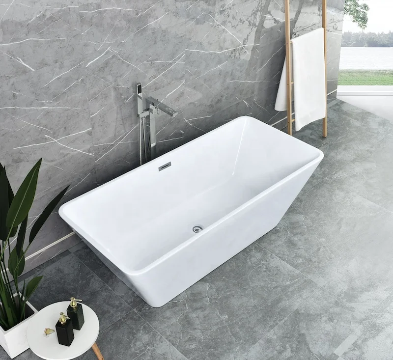 Solid Surface Bathtub Resin Stone Freestanding Bath Tub Hot Sale Matt Black Acrylic Air Massage Luxury Modern Bathtubt