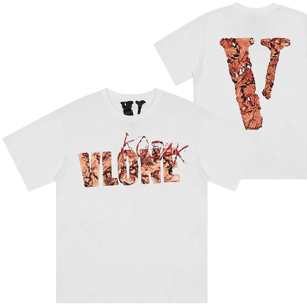 2021 New V LONE Big V Printing Short Sleeved T-Shirt for Men and Women Couples Loose  VLones  Tee Shirts