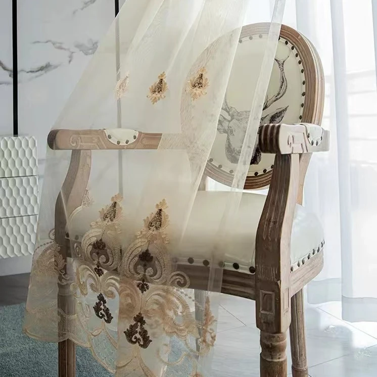 European Luxury Customization Ready Made Finished Embroidery Curtain For Living Room