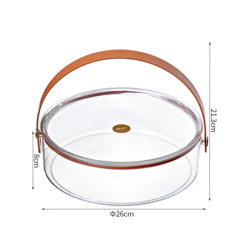 202 New Transparent Fruit Tray With Lid High-end Ice Bucket With Handle Creative Fashion Living Room Home Compartmented Fruit