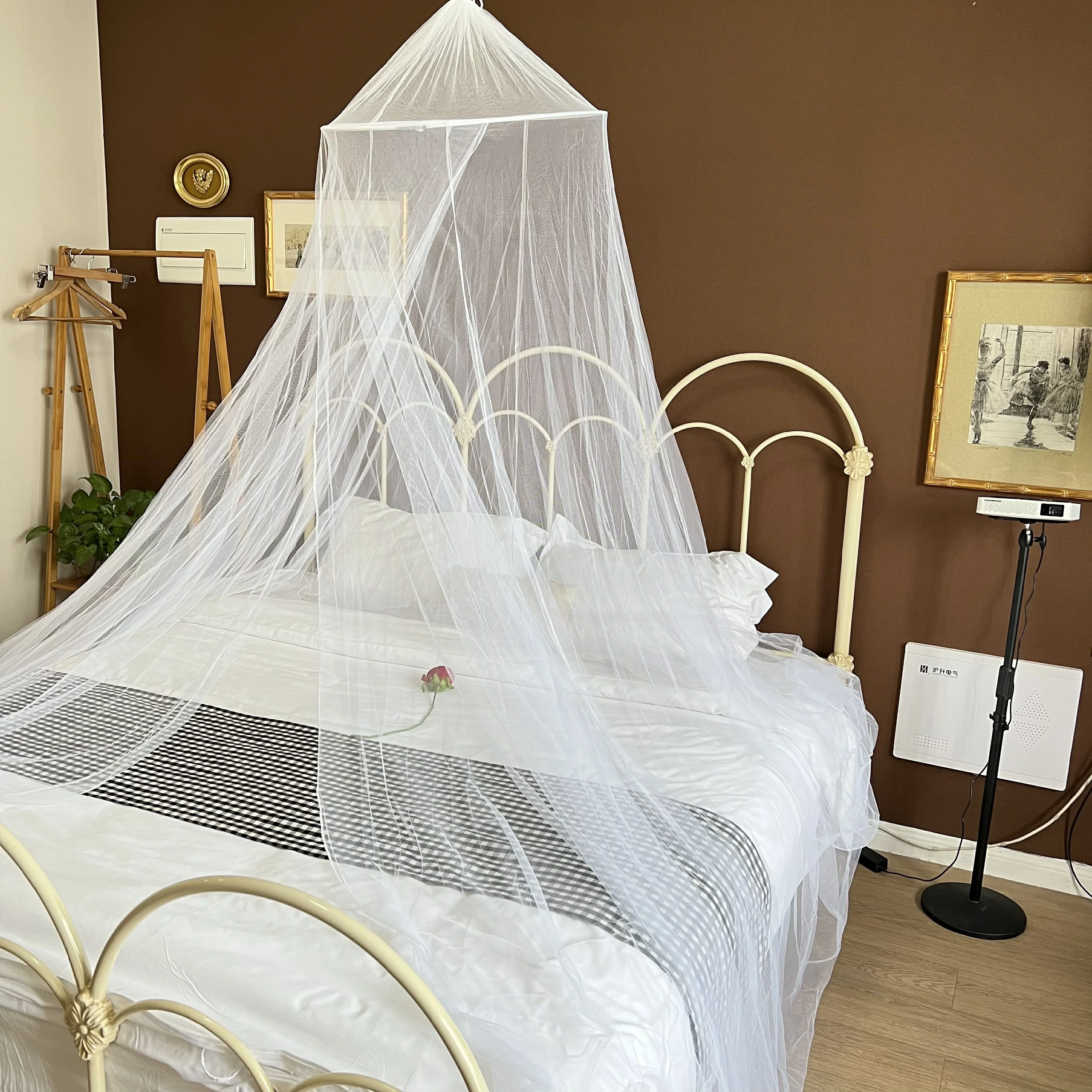 Black Pink White Mosquito Net & Bed Canopy Foldable Conical Steel Frame Simple Classic Beds Mosquito Net