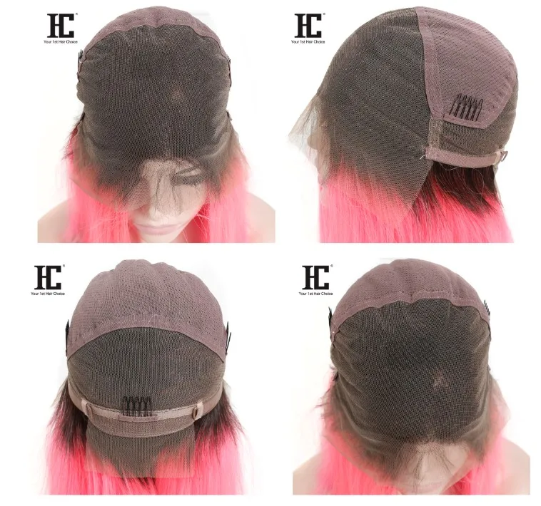 13X4 Colored Light Pink Lace Frontal Wigs Straight Grey Blue Purple Lace Front Human Hair Wig for Women