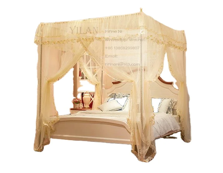 Москитная сетка для дворца в скандинавском стиле, напольная сетка из нержавеющей стали с тремя дверцами, Москитная сетка для взрослых и двух кроватей