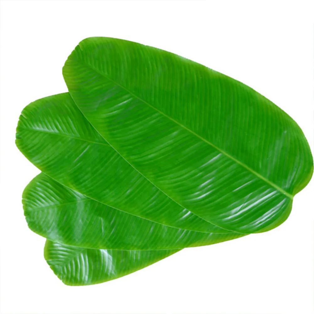 Hawaiian Party Real Touch Large Artificial Banana Leaf For Table Mat Jungle Beach Theme Decorative Faux Tropical Leaves