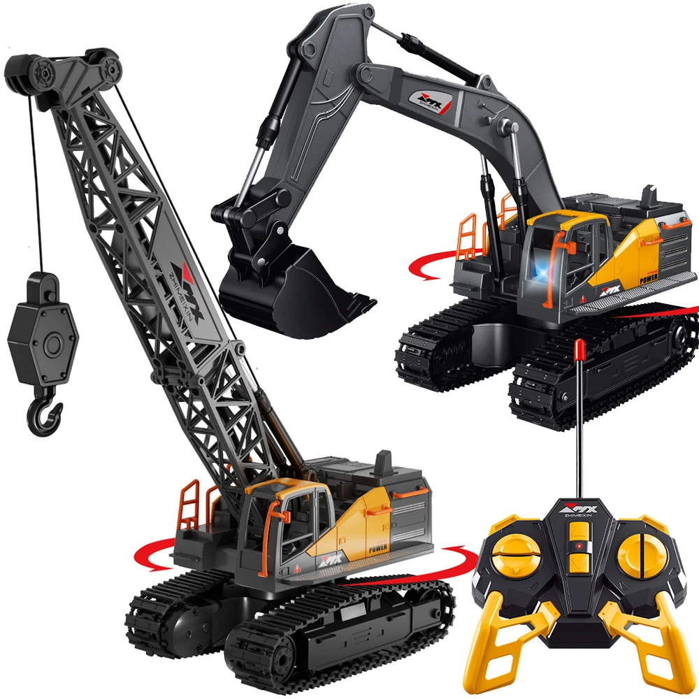 New RC Truck 1:24 40MHZ 6-pass remote control crane crane / 5-channel remote control crawler excavator boy toy