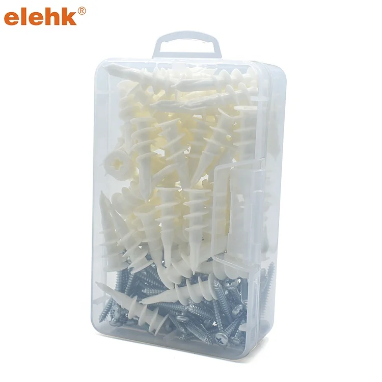 ELEHK Plastic Self Drilling Drywall Anchors and Screws Kit Self Drilling Drywall Anchors and Screws Kit