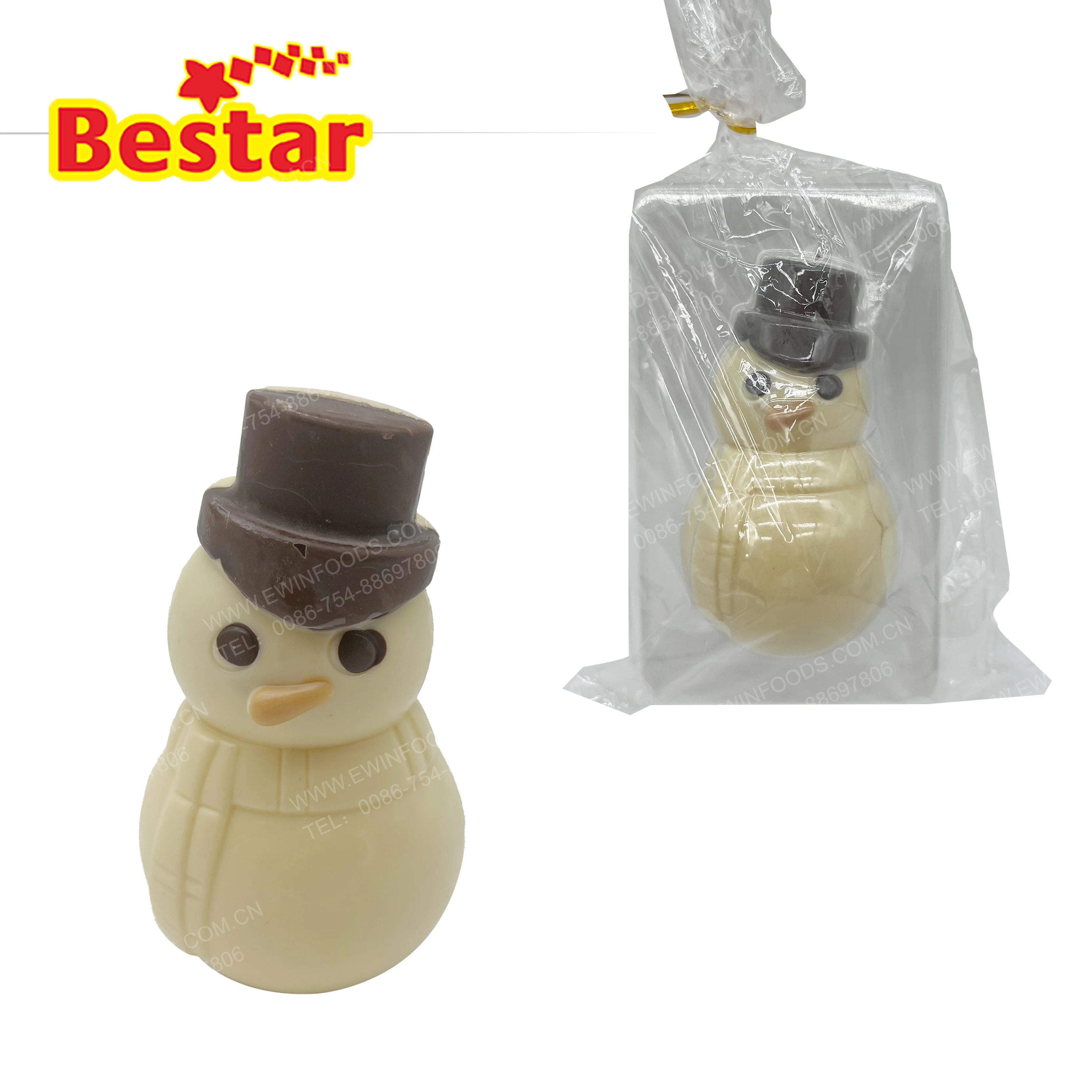 Wholesale Snowman shaped chocolate with marshmallow inside for Christmas Festival