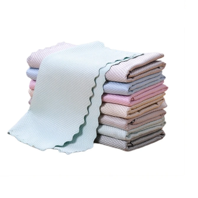 Microfiber Fish Scale Cleaning Cloth Bearfamily Glass Stain Removing Towel Wiping Rags