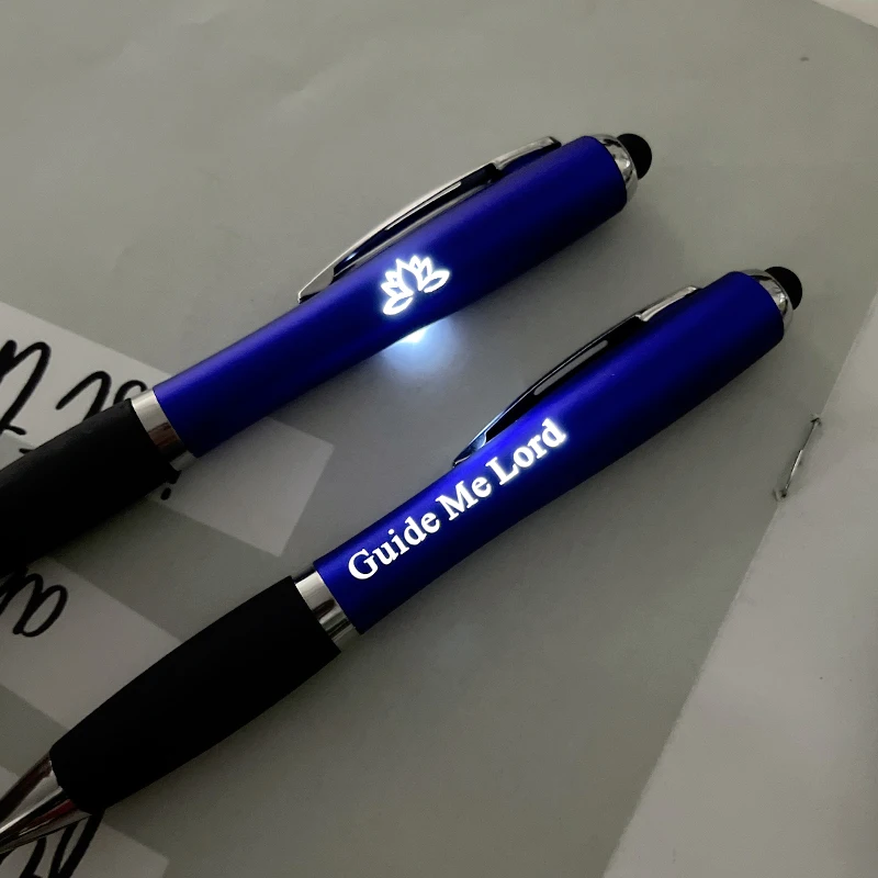 led Light Up pen Promotional multi function logo  Custom soft touch screen stylus led Ballpoint Pen For Business Advertising