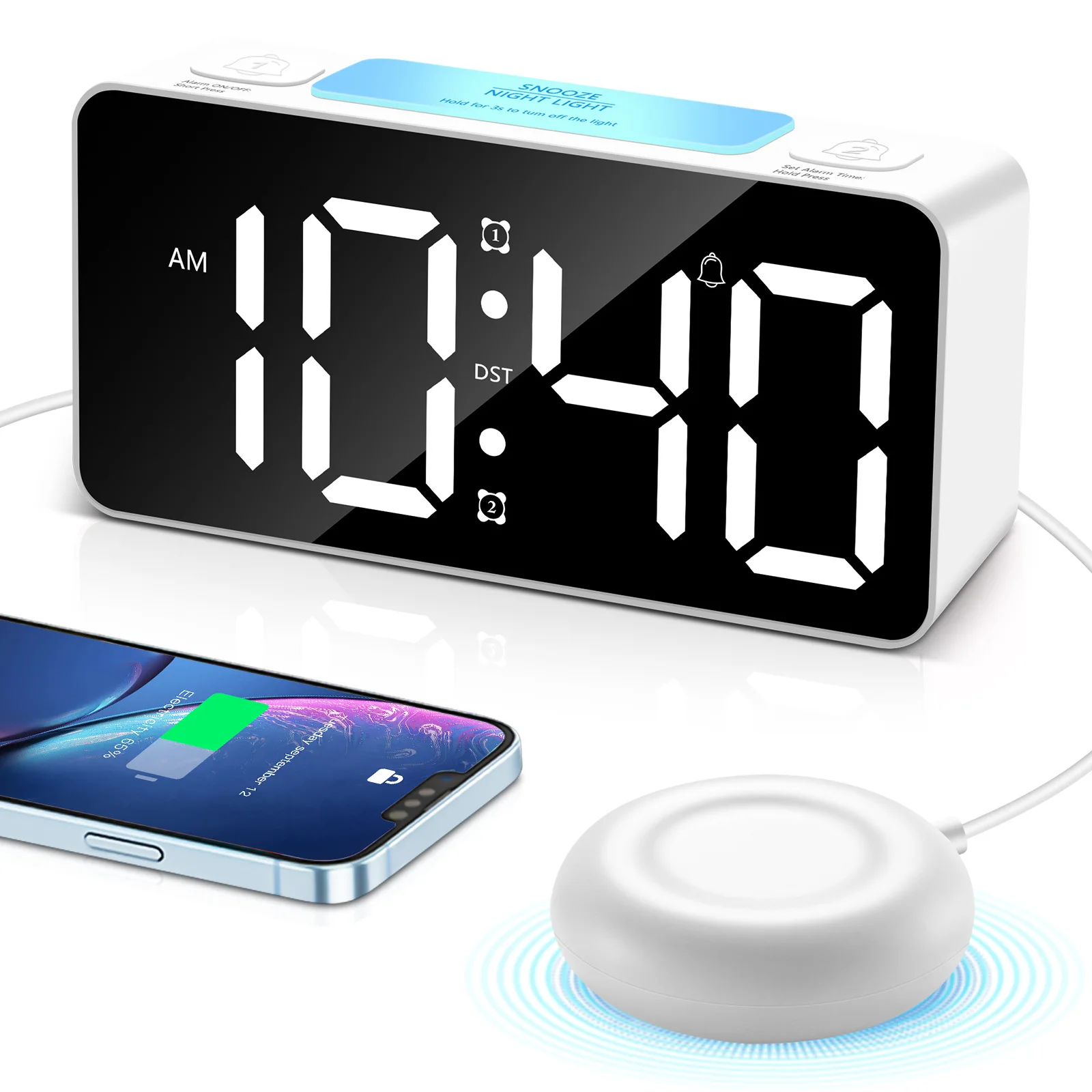 Hot Selling LED Digital Table Alarm Clocks With Buzzer & Shaker USB Output RGB Numerals Adjustable Clock For Bedside