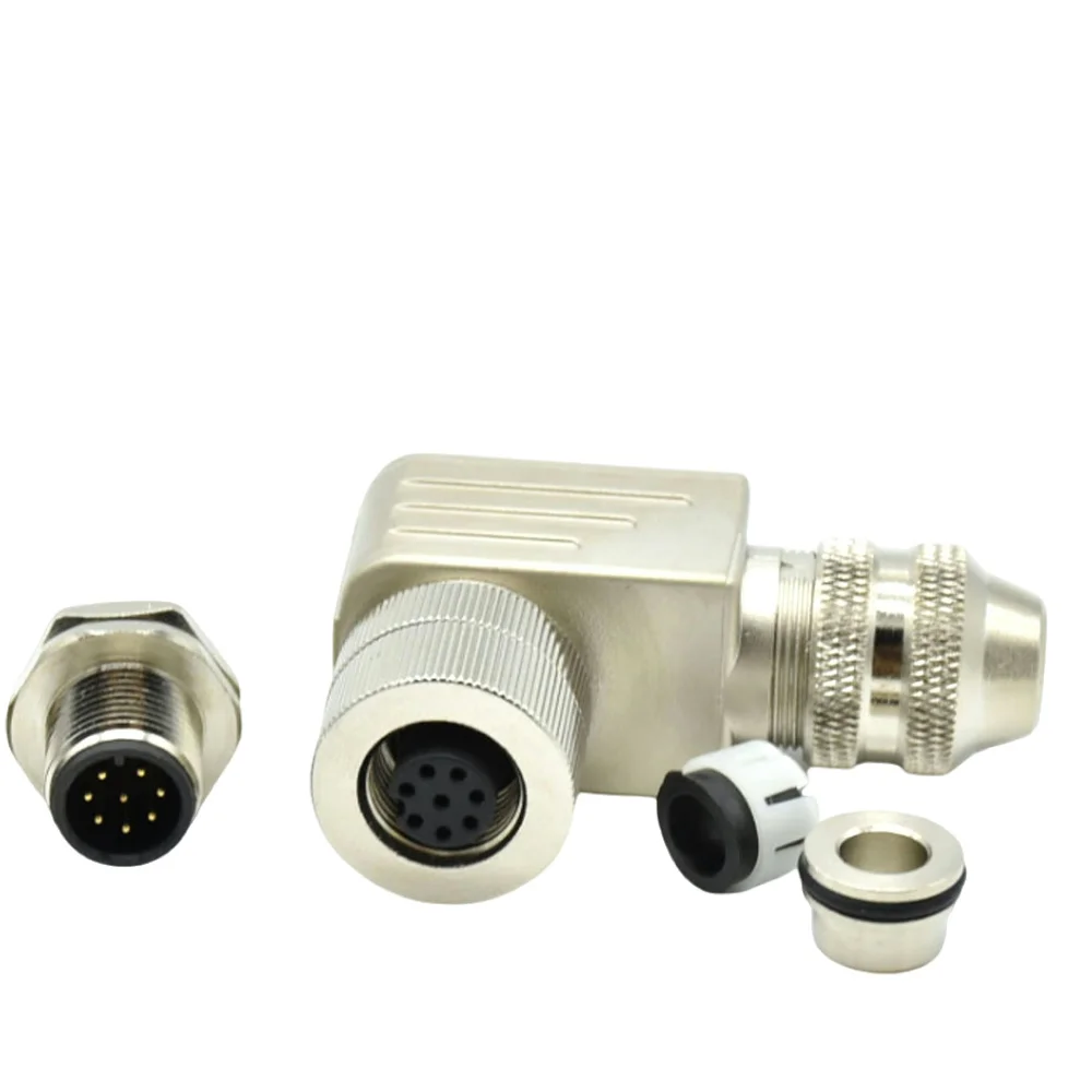 Custom Aviation Connector A B C D Code 4Pin 5Pin 8Pin Stainless Steel Metal Angle m12 Waterproof Connector