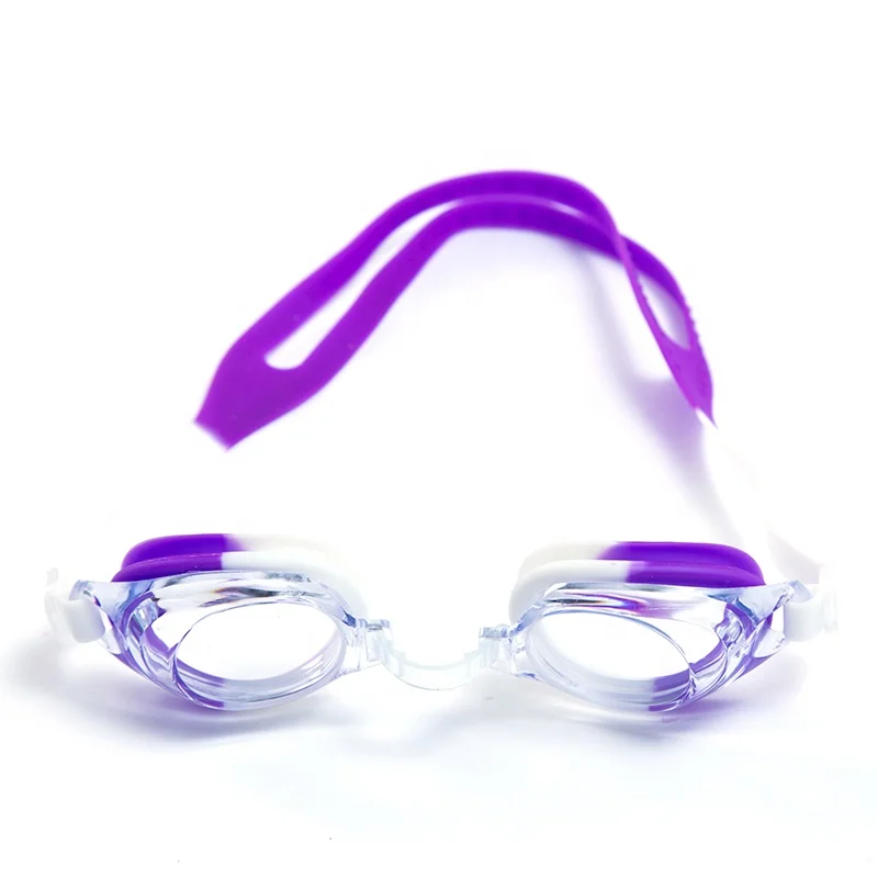 Swimming caps and glasses supplier colorful funny frames kids swim goggle with anti-fog film