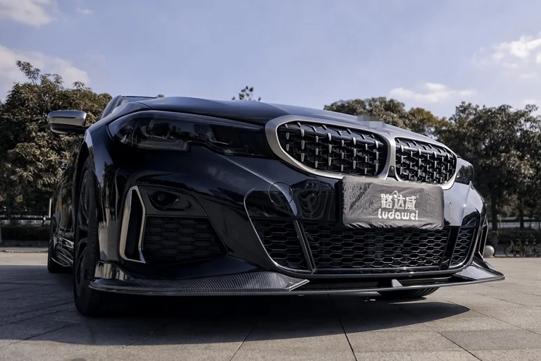 Automotive Parts Carbon Fiber look Car Front Bumper Lip For BMW 3 Series G20 Upgrade AC Type Front Lip Splitter 2019 2020