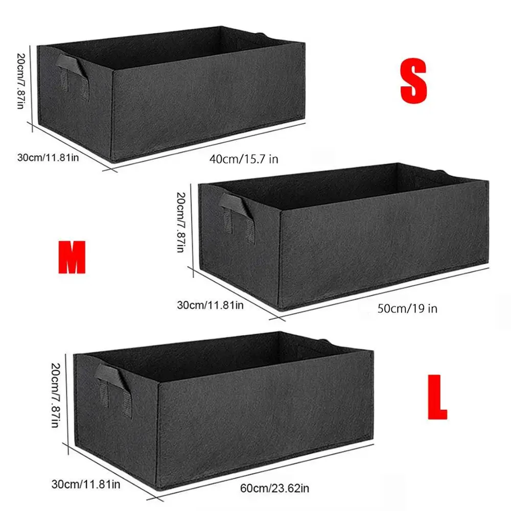 Grow Bag Garden Bed Anti-Corrosion Outdoor Vegetable Planter Non-woven Fabric Seedling Gallon Tree Handle Rectangle Strawberry